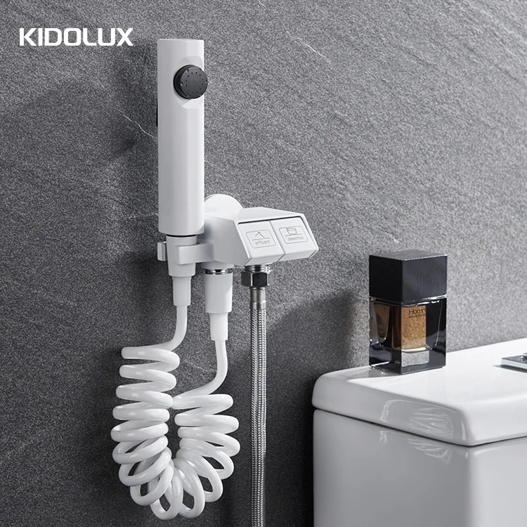 Kidolux Bathroom Toilet Flusher Spray Gun Gynecological Washers Water Gun High-Pressure Pressurized Toilet Nozzle Angle Valve