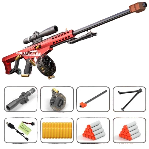Barrett Manual Shell Throwing Soft Bullet Gun Wholesale Simulation Gun Toy Pull Bolt for Launch Kids Toy Guns