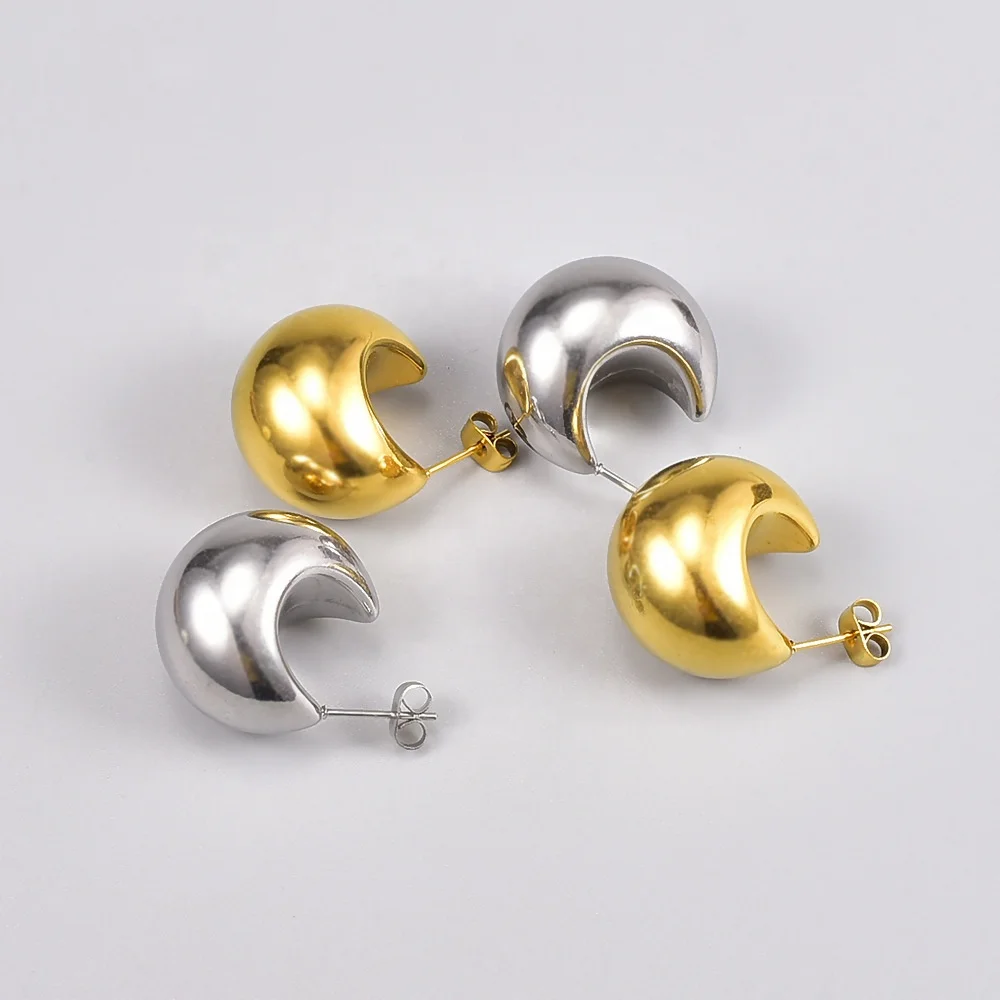 2023 18k Gold Stainless Titanium Steel Chunky Drop Earrings for Women Jewelry Wholesale