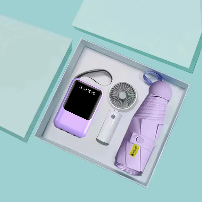 Summer Wedding Souvenirs Promo Gift Power Bank and Umbrella Electronic Product Gift Set for Guests Girlfriend Birthday Boys Gift