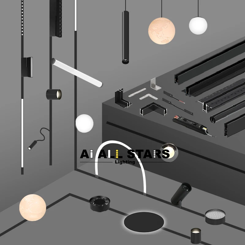 High Quality Grille Light Ultra Narrow Magnetic LED Folding Flood Light  Track Reading Wall Lamp Magnetic Track Rail System