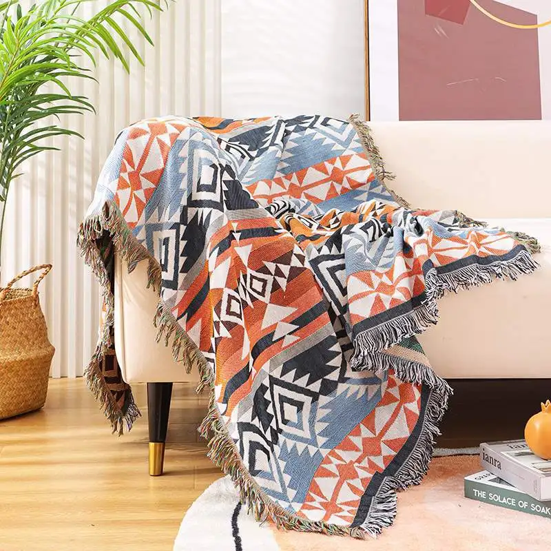 Лидер продаж портативный многофункциональный ковер с бахромой разными узорами для дивана настенный гобелен Тканое одеяло