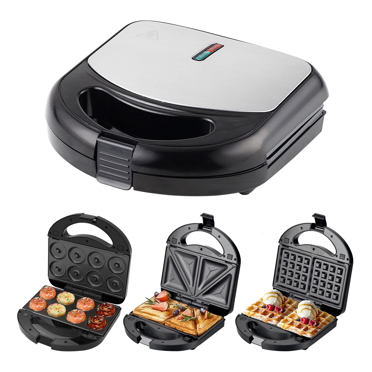 3 in 1Multifunction Removable Detachable Plates 6 In 1 Breakfast Nut Doughnut Waffle Maker Panini Electric Sandwich Maker