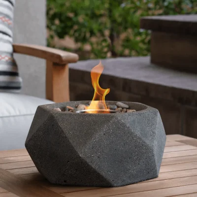 Customized Graphite Concrete fire pits Table Top Ethanol Fire pits Bowl patio heater Outdoor Tabletop Bio ethanol Fireplace