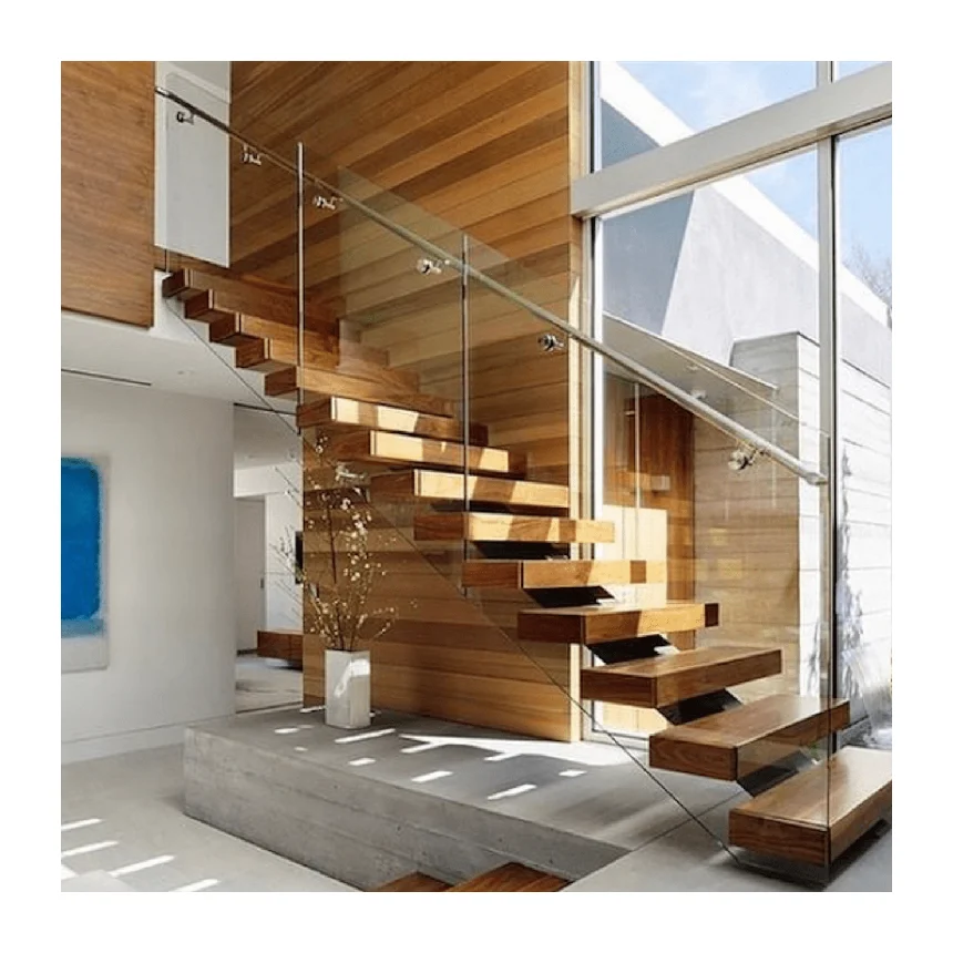 Residential Straight Mono Beam Staircase Cantral Steel Spindle Stairs
