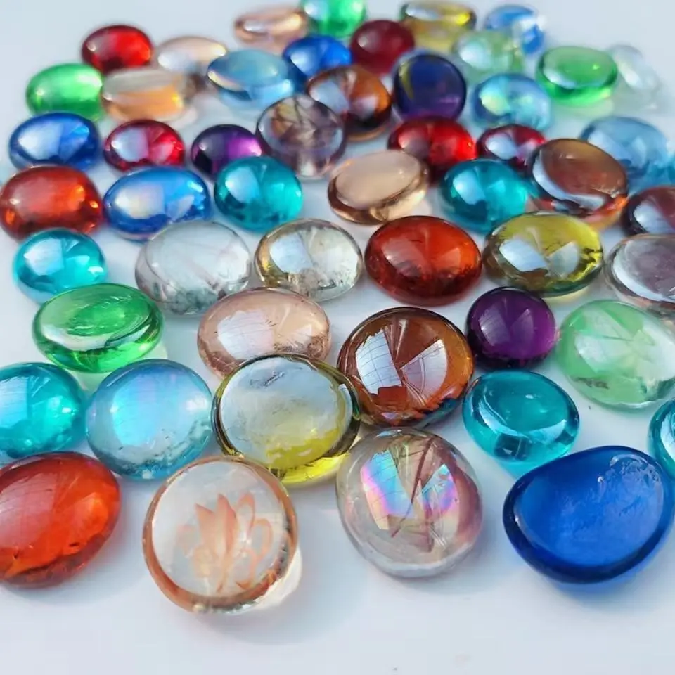 500g Mini Glass Gems,Mixed Colour Mancala Stones Flat Bottom Marble Beads for Home Decorative Art Craft Vase Filler