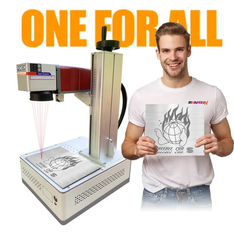 Funsun 10W 20W 30W 50W Desktop Multifunctional Fiber Laser Marking Machine for Metal Steel Aluminum Engraving