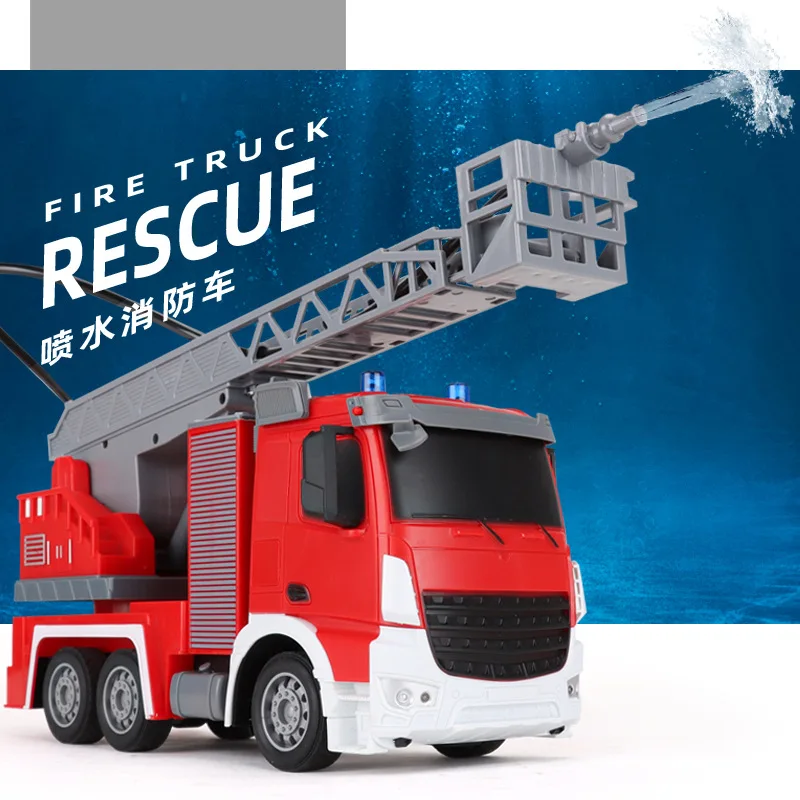 
1:24 2.4G 7Ch Rc Fire truck With Spraying Water kids remote control car fire engin department ladder rescue toys 