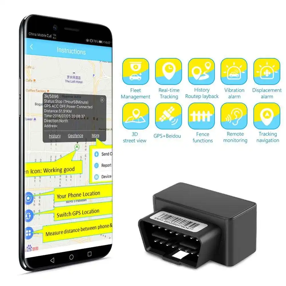  GPS-трекер OBD2 в реальном времени устройство слежения за транспортными средствами OBD II для локатора грузовика