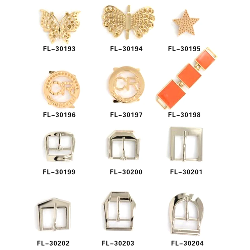 HJ Custom shoe buckle metal hardware shoes accessories/metal accessories for shoes/decorative man shoe buckle chain