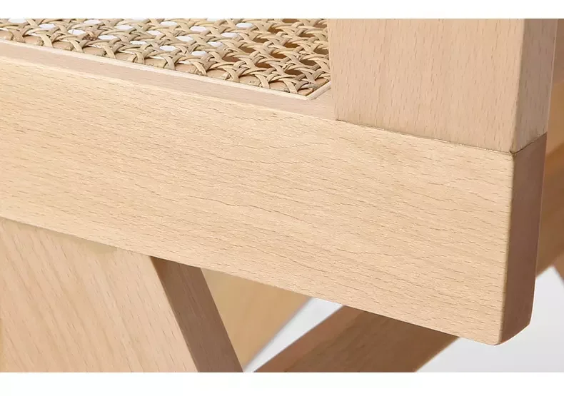 Nordic style rattan cane solid wood restaurant chair cafe french natural rattan wood wicker furniture dining chair