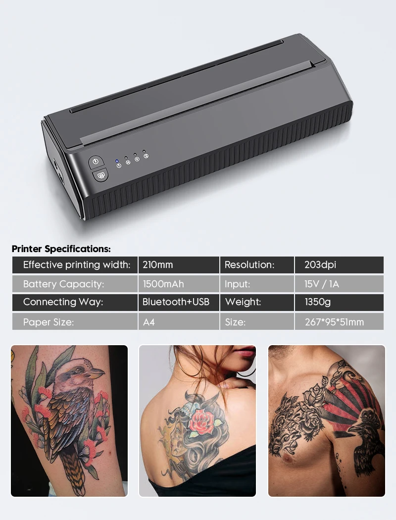 Bluetooth wireless tattoo stencil printer thermal copier machine wireless temporary tattoo stencils machine mini size machine
