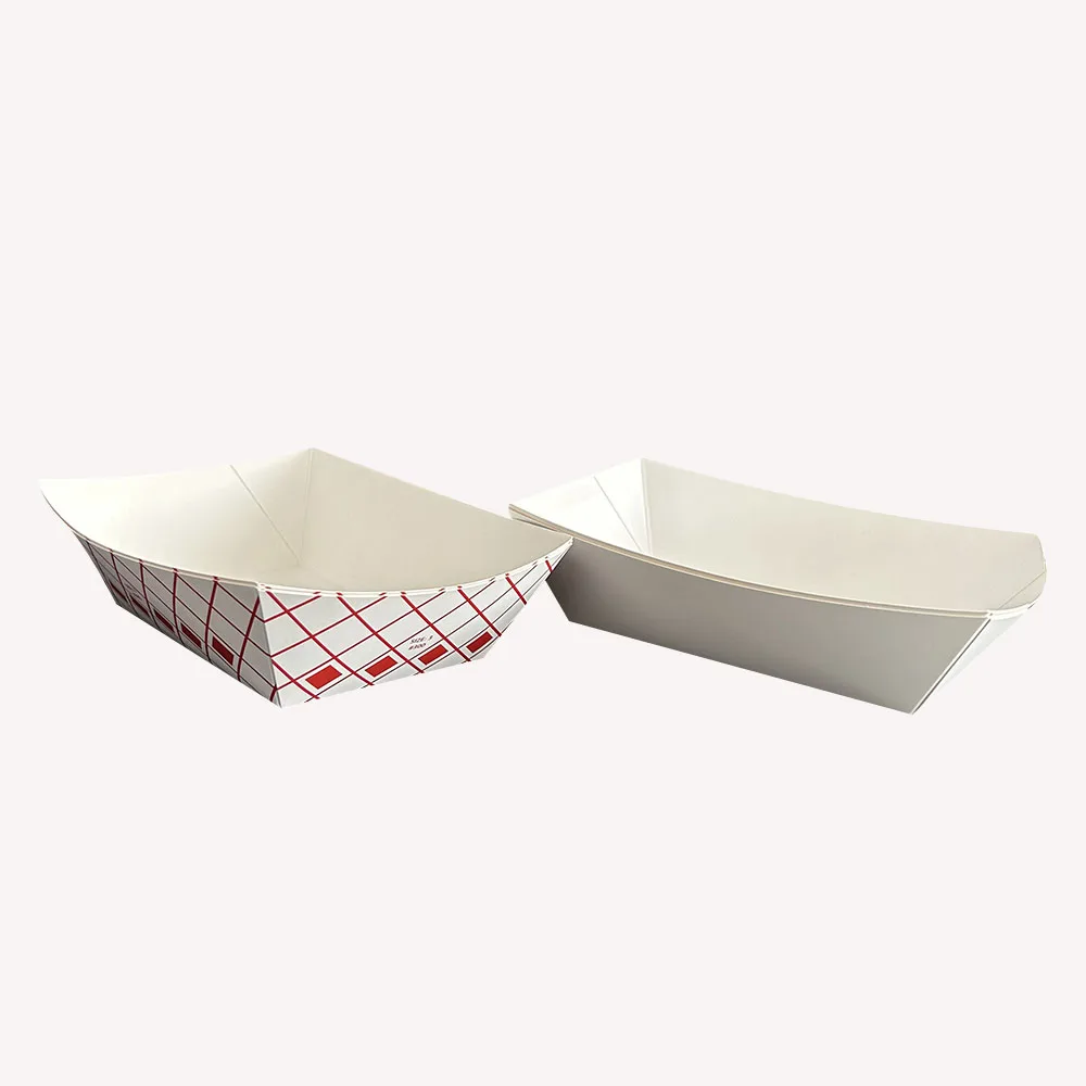 Food Grade Brown Kraft Paper Plates Holder Trays Hot Dog Fast Food Holding Packaging