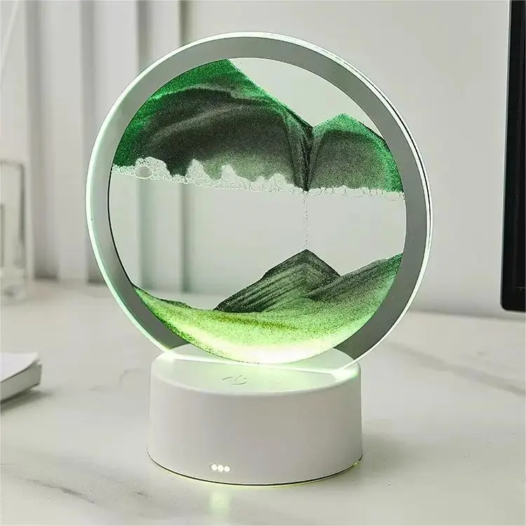 3d Led Flowing Sand Painting Picture Desk Lamp Moving Sand Reading Table Light