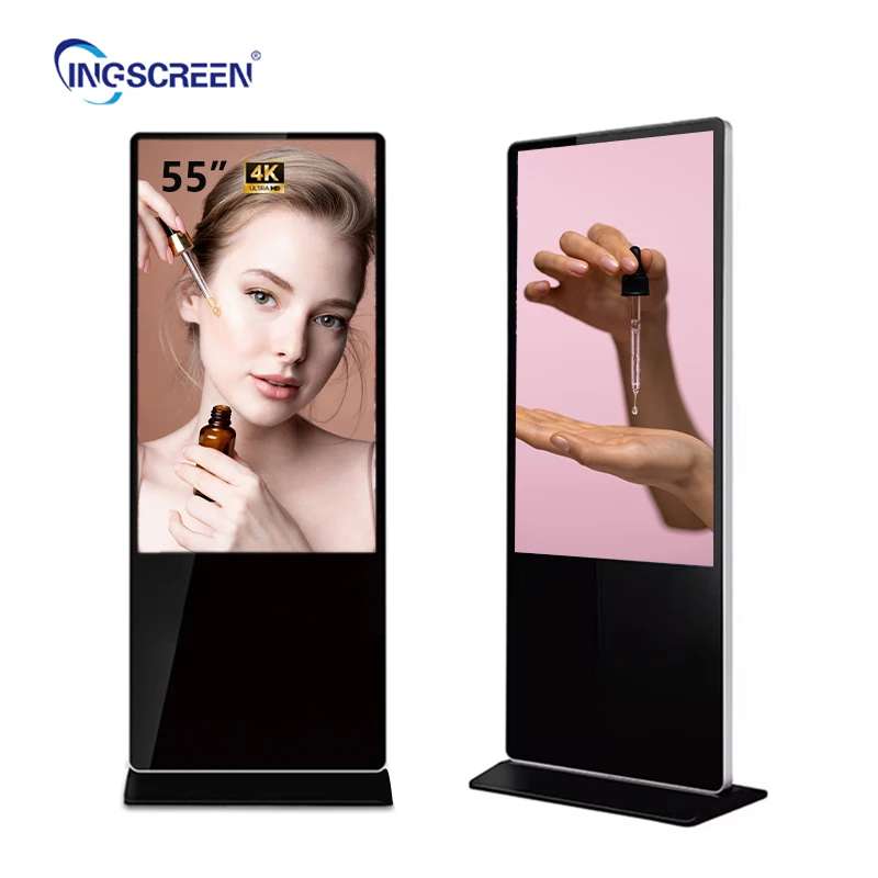 INGSCREEN на заказ 65 дюймов Напольный рекламный медиаплеер ЖК-дисплей Бесплатная подставка Digital Signage