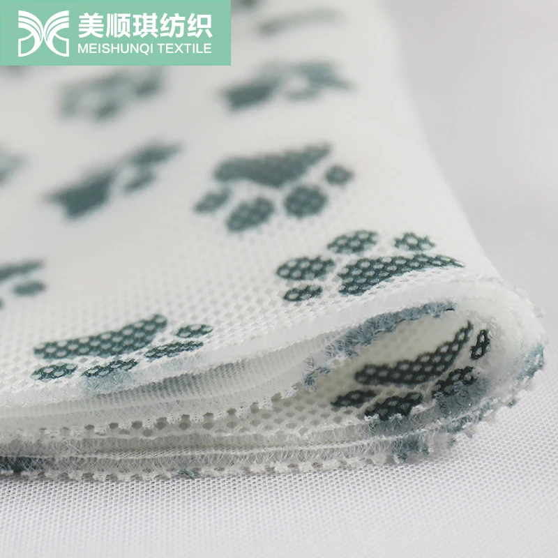 Cute cat paw print Factory supply 100% polyester material sandwich air mesh fabric and knitteded fabric