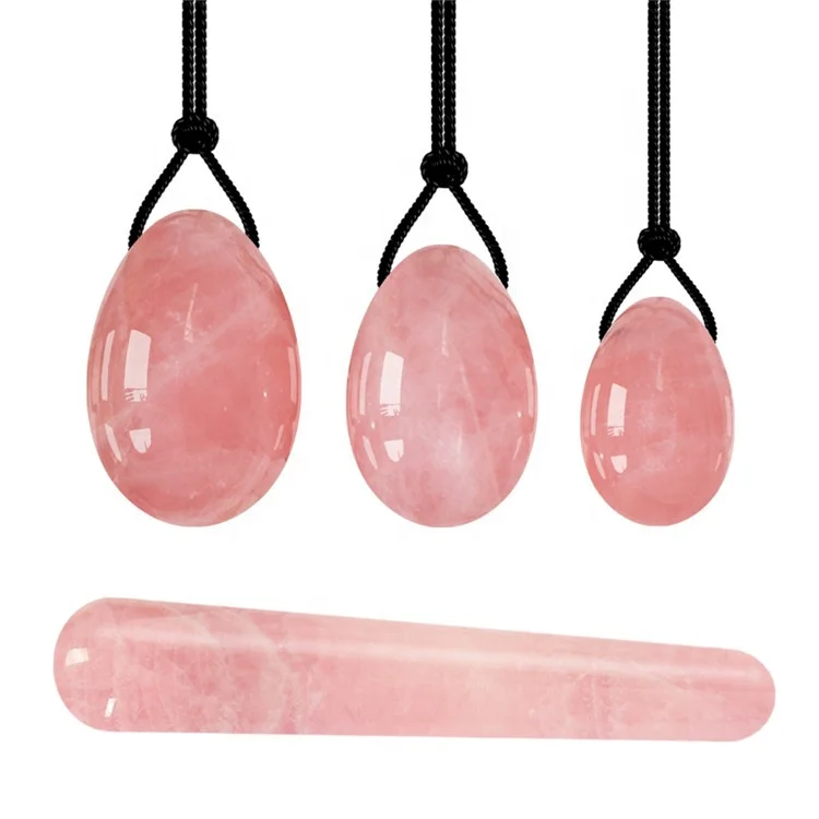 Natural Rose Quartz Crystal  Massage Jade yoni eggs Set For Woman Beauty