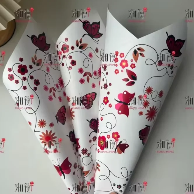 Hot sale wholesale New Design Butterfly Small Flower Korean Paper Flower Wrapping Paper florist paper flower wrapping