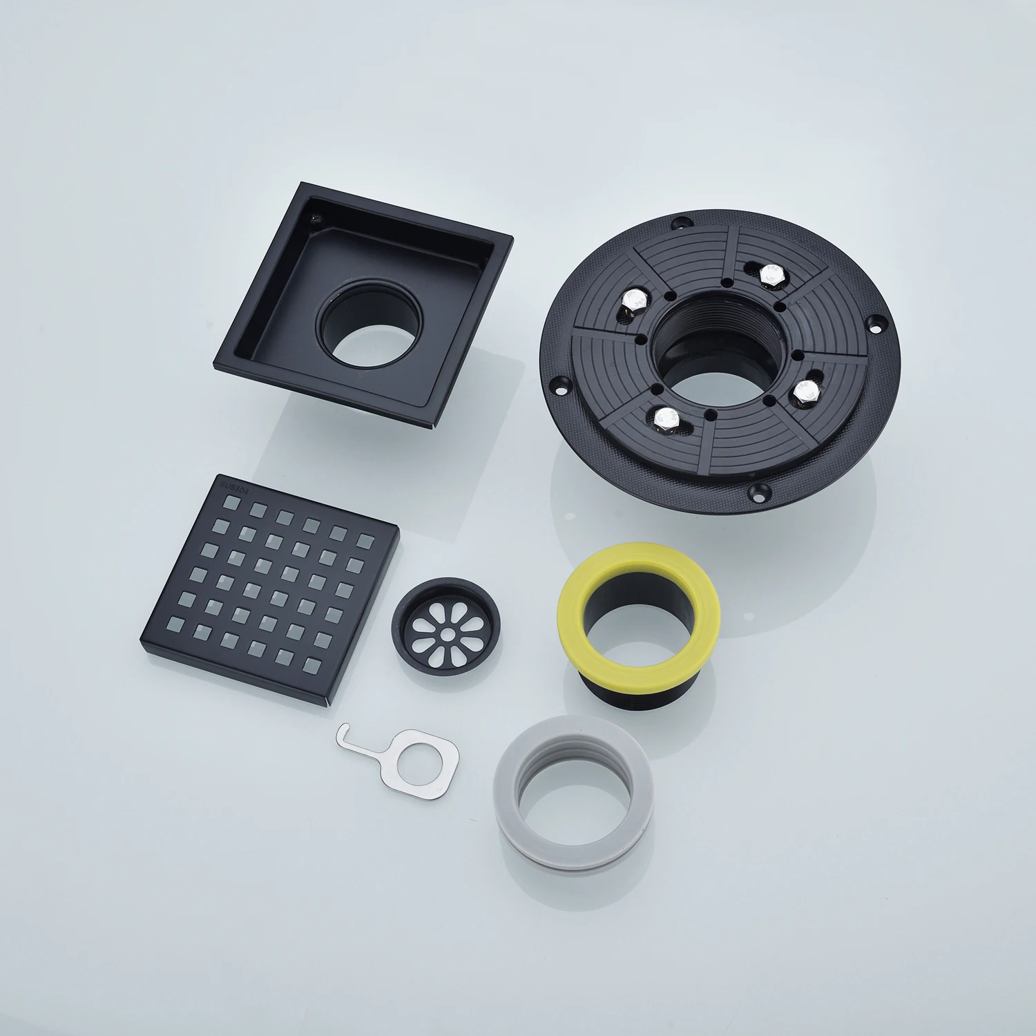 111MM Black Shower Drain Floor Shower Drain Stainless Steel Shower Drainage For Bathroom Waste Grate Large Flow