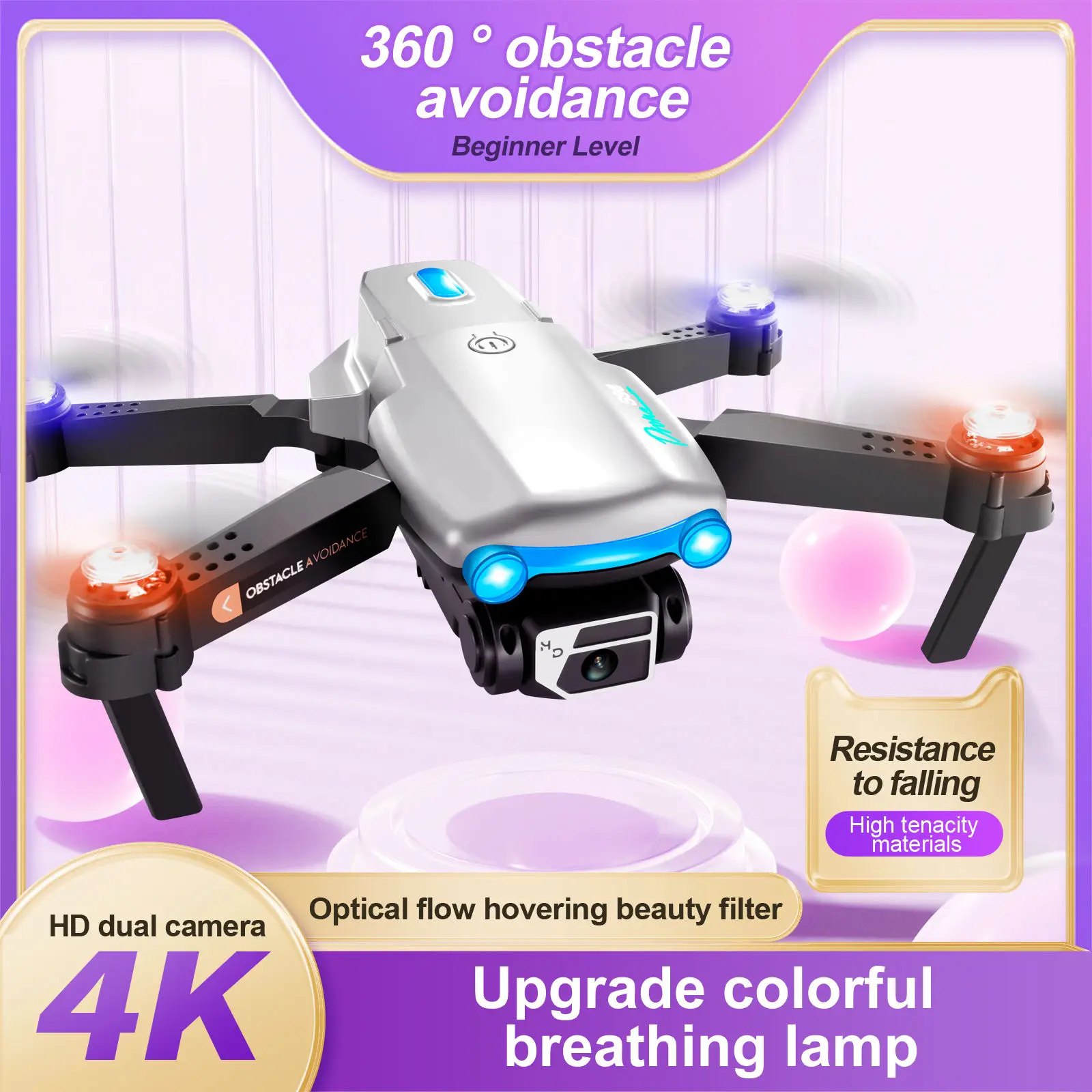 S98 2.4G Wifi Professional Manufacturer Support 360 Obstacle Avoidance LED Light Foldable Mini Drone with 4k HD Camera