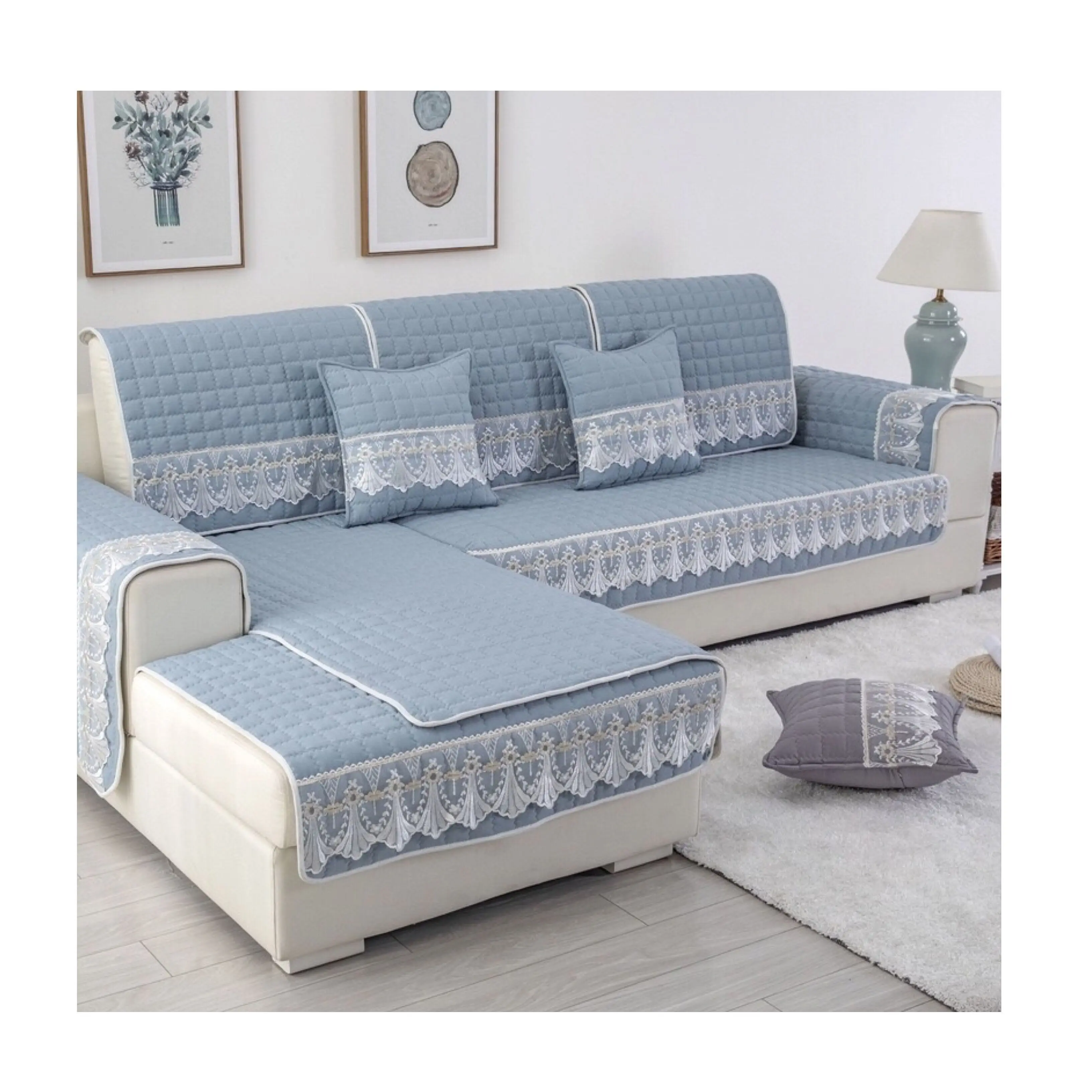 Удобные вязаные стеганые мягкие чехлы для дивана, чехол L-образной формы для дивана, дизайн чехла для дивана