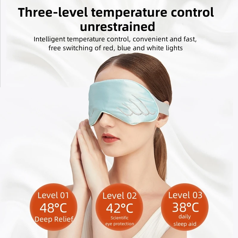 New Design Silk Eye Mask Hot Steam USB Rechargeable Soft Fabric Angel Wings Heated Eye Mask