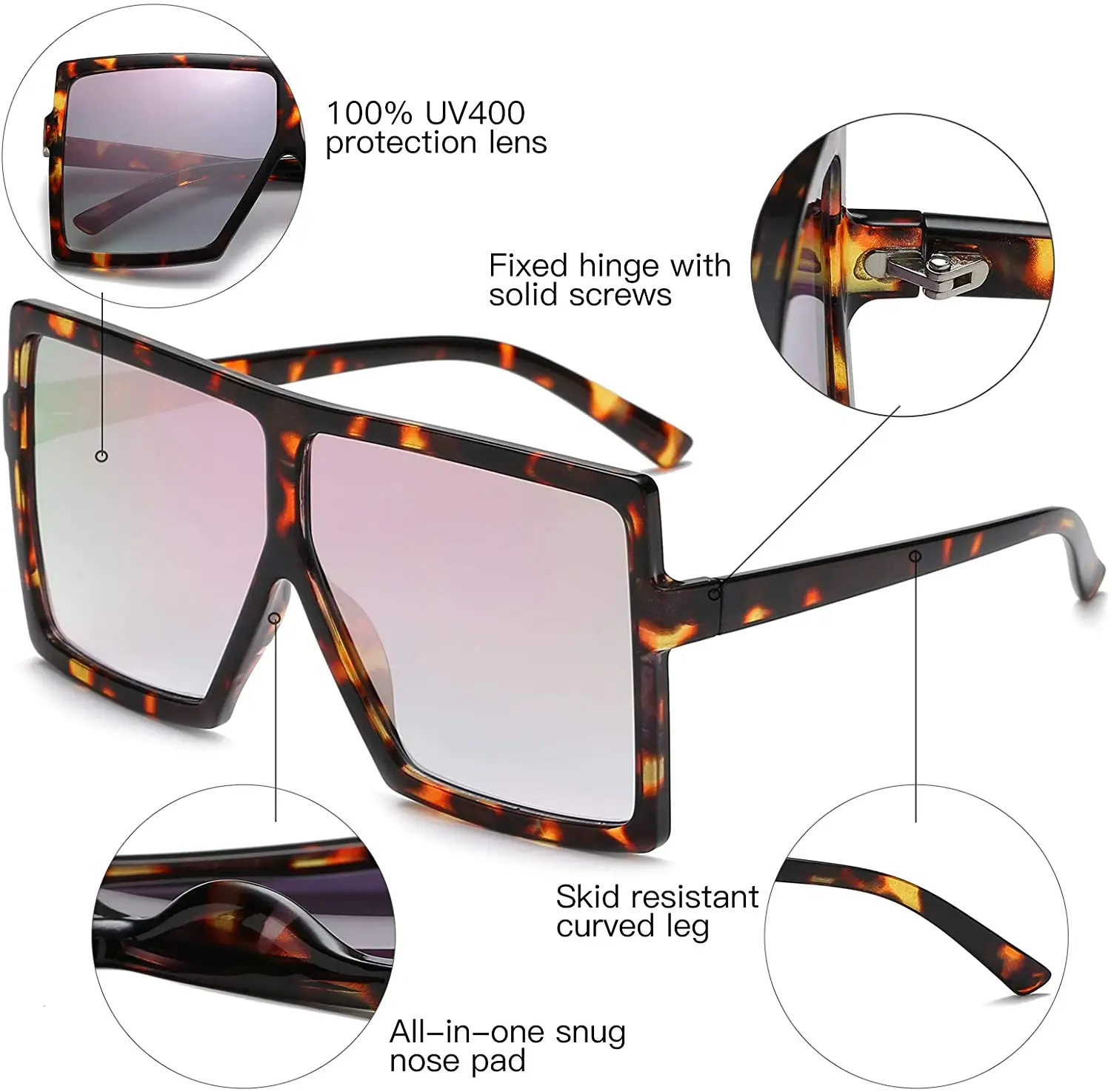 
 2021 Amazon Горячая продажа квадратные большие очки модные пользовательские солнцезащитные очки   (1600108967165)