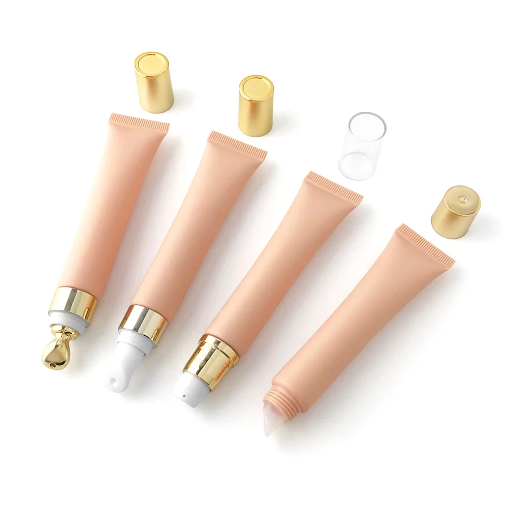 High-end 20G Nude Color Squeeze Tube Eye Cream Soft Package Zinc Alloy Cap Lip Gloss Face Cream Container