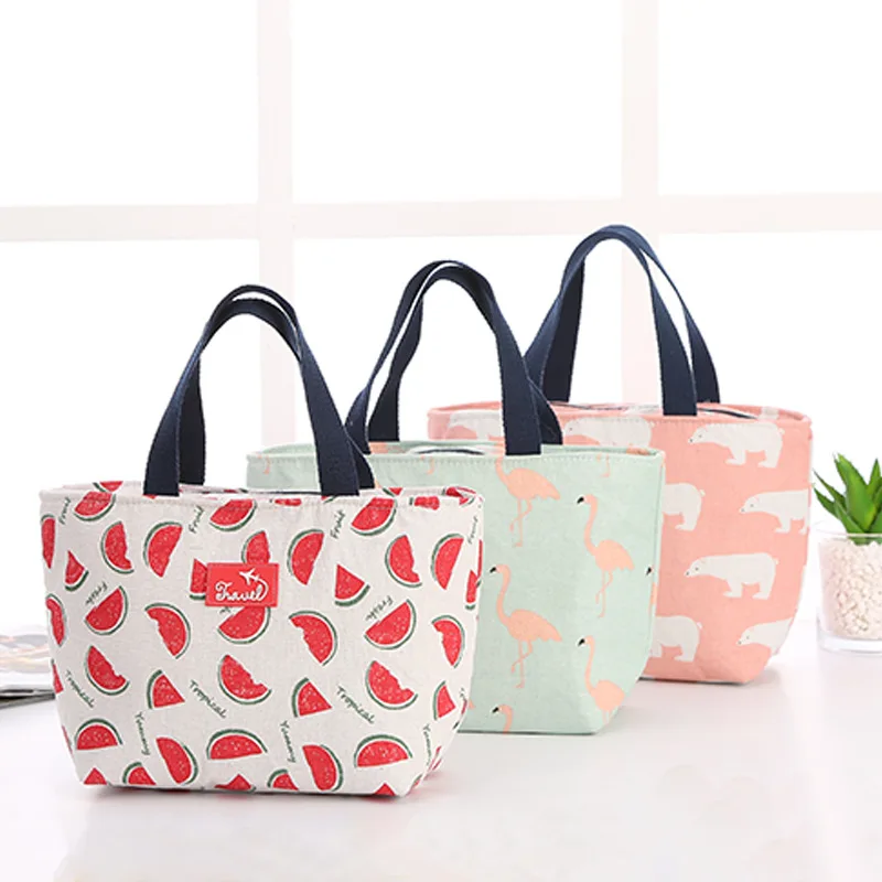 New Large Capacity Fashionable Lunch Cooler Bag Cotton Linen Fashion Cooler Bag Portable Waterproof Large Cooler Tote Bag Food