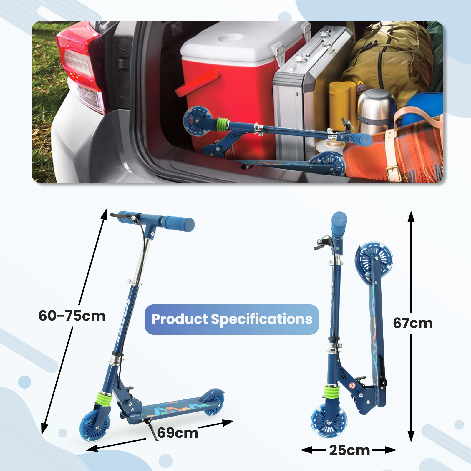 Scooter Kids Aluminum Folding 120mm 2 Wheels Hand Brake Folding Scooter with Handle Brake