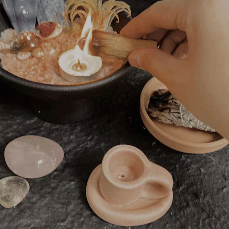 INS minimalist handmade Palo Santo bracket ceramic home decor incense holder candle holder Palo Santo tray ceramic container