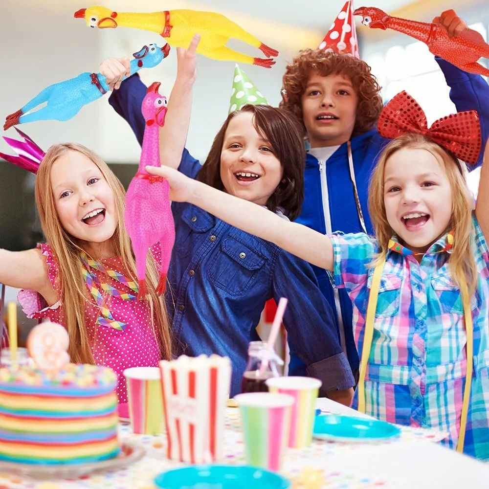 Screeching Chicken Toys Practical Joke Rubber Chicken Hilarious Squeeze Toys in Assorted Colors Classic Gag Gifts for Kids