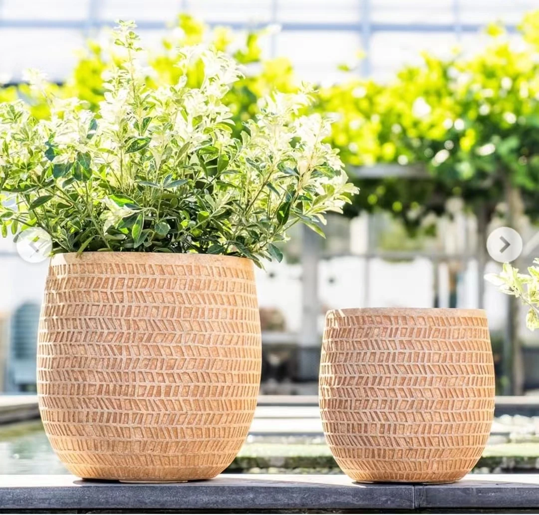 Marbled flower pots in various shapes for decorative