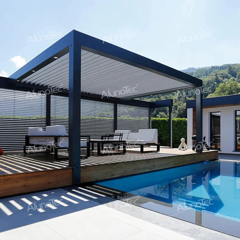 External Sunshade Louvers Outdoor Louvered Roof Patio Cover Gazebo Aluminum Pergola Louver