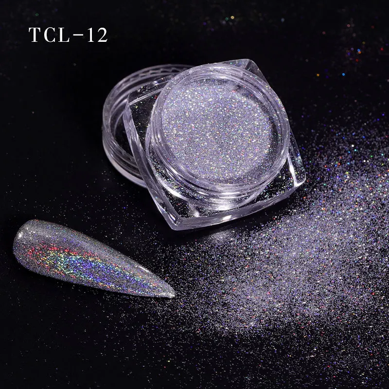 Solid Powder Nail Glitter Aurora Mirror Chrome Mermaid Pigment Laser Chrome Holographic Nail Powder