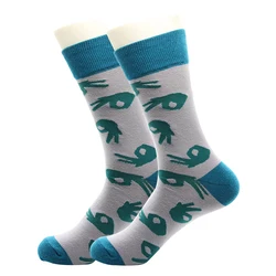 custom 100% cotton boot socks print free mockup okay icon funny patterned men socks 2021 novelty socks