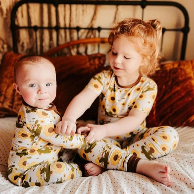 Customized Baby Clothing Sets 95%bamboo 5%spandex Bamboo Baby Toddler Two Piece Pajamas