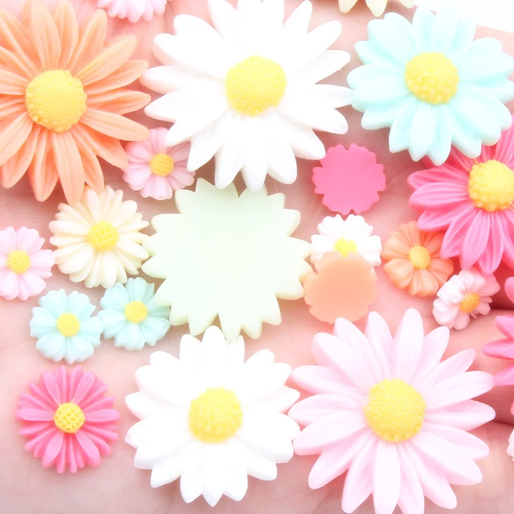 Cute Kawaii Craft Supplies DIY Sunflower Cabochon Charms Flatback Beads Daisy Flower Resin Charm for Phone Case Charm