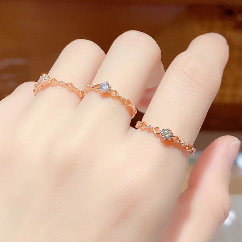 Women Ladies Girls Mother Gift Wholesale Fine Jewelry Resizable Zicon Stones High Luster Lover Au750 18k Gold Trendy Ring