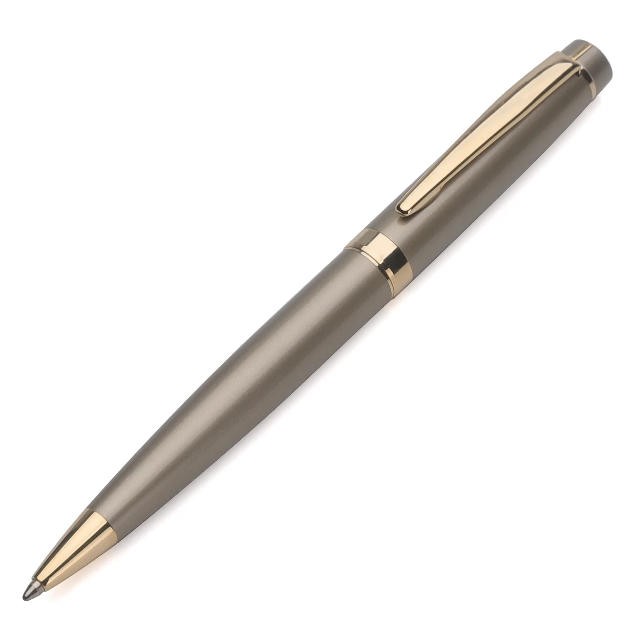 Customized Design Copper Ball Pen With Satin Nickle Plated Gold Trim for Office Gift