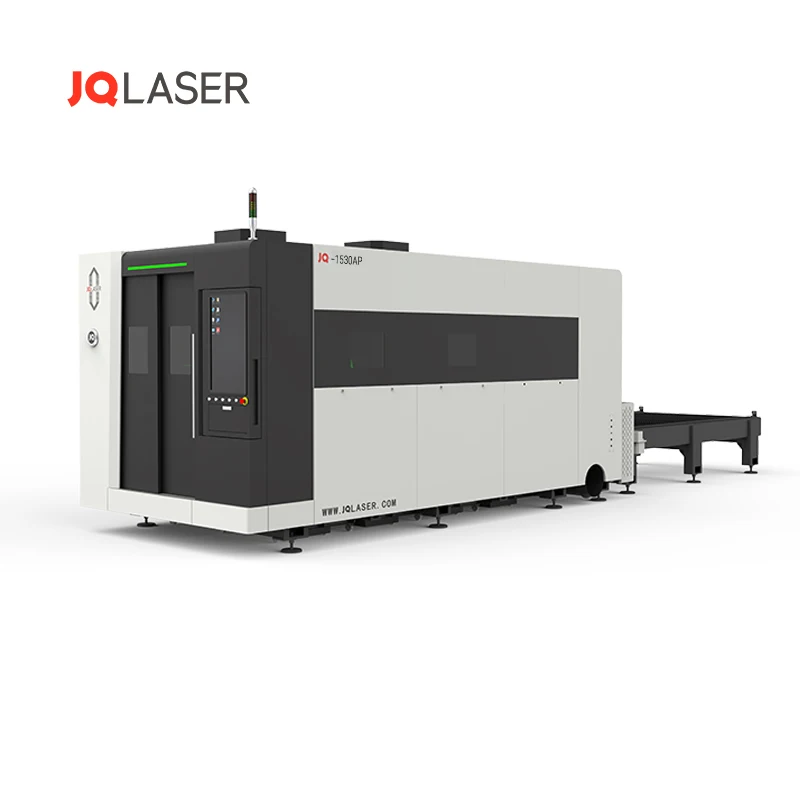 Industrial 3000w 6000w double platform enclosed fiber laser cutting machine for metal aluminum sheet