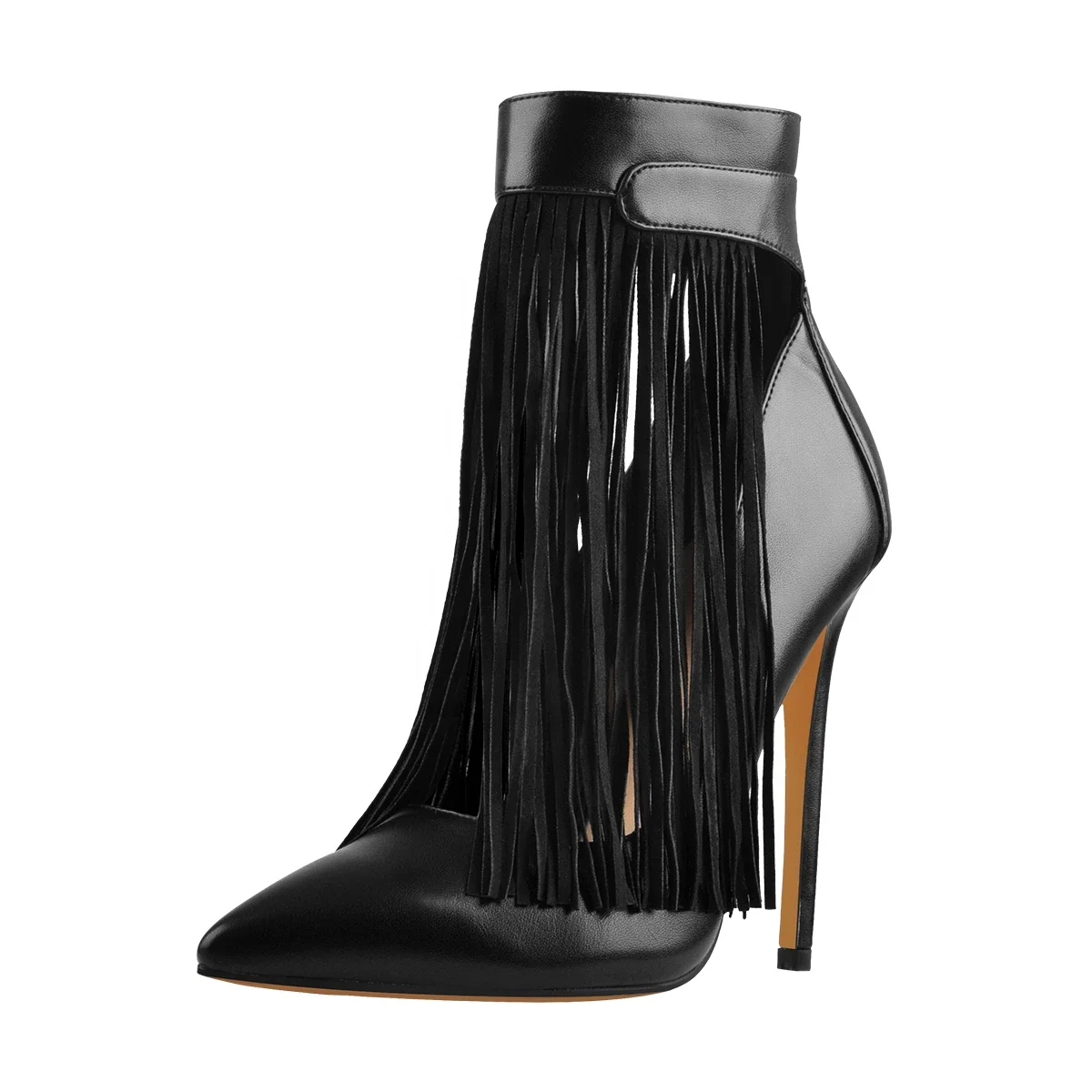 Fringe Pointed Toe Stiletto Synthetic High Heels Shoes Ankle Pumps women shoes