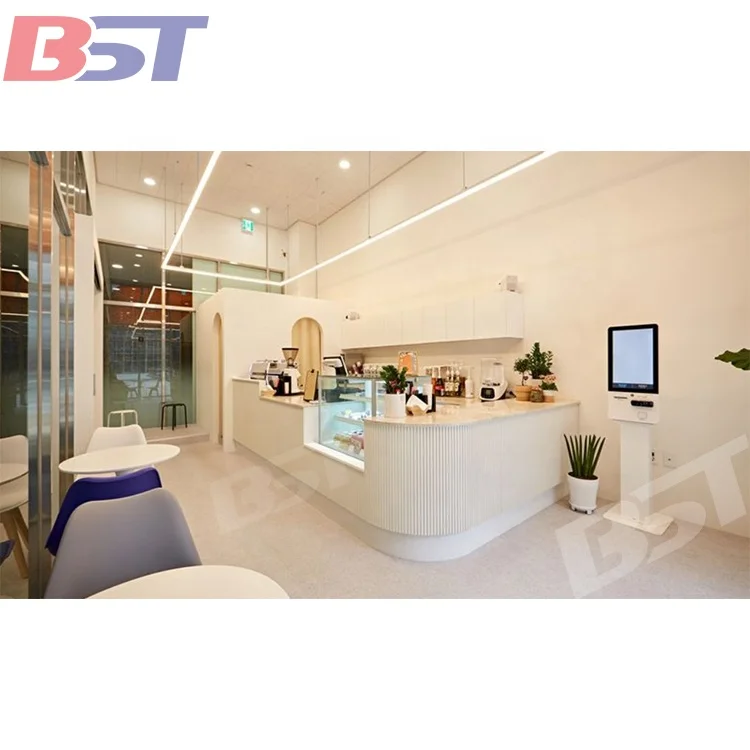 Fashion modern cafe shop restaurant display furniture Interior Decoration design coffee milk tea bar counter