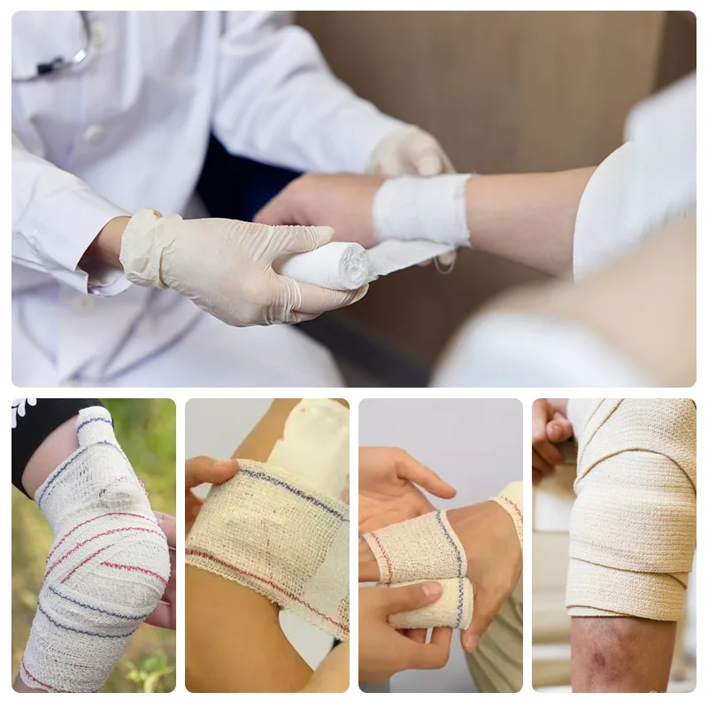 Factory Supply Disposable Medical Spandex Cotton Elastic Bandage Hospital Quality Crepe with Clips
