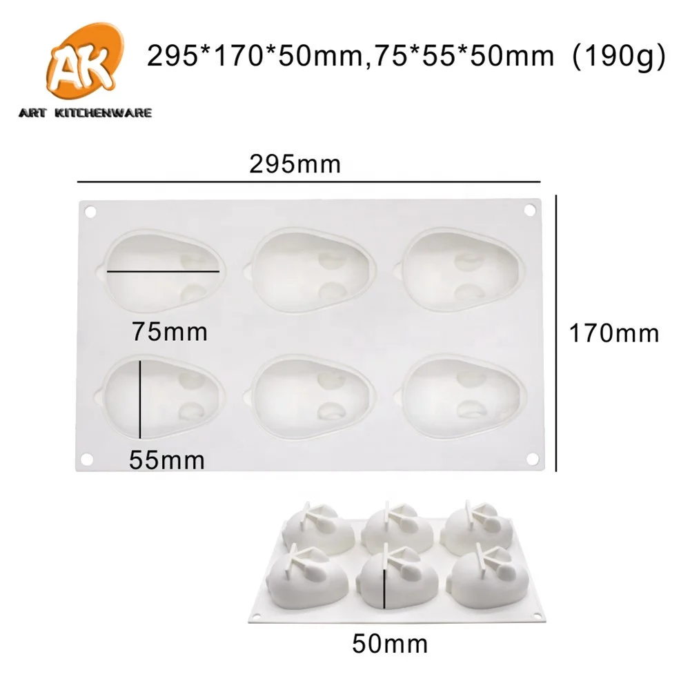 AK Easter 6 cavies Rabbit 3D Silicone Mousse Cake Molds for Bakery DIY Jelly Moulds Kitchenware DIY Chocolate Soap Molds MC-127