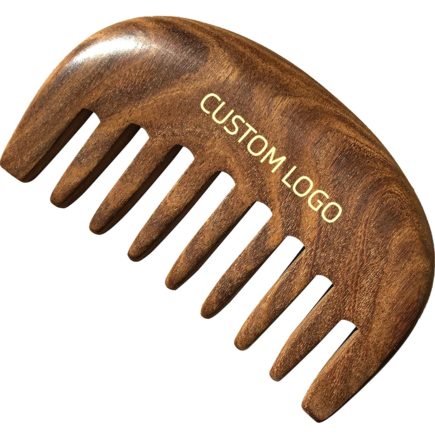 Portable Anti Static Sandalwood Scent Handmade Wooden Wide Tooth Hair Comb Detangler Brush Beard Comb
