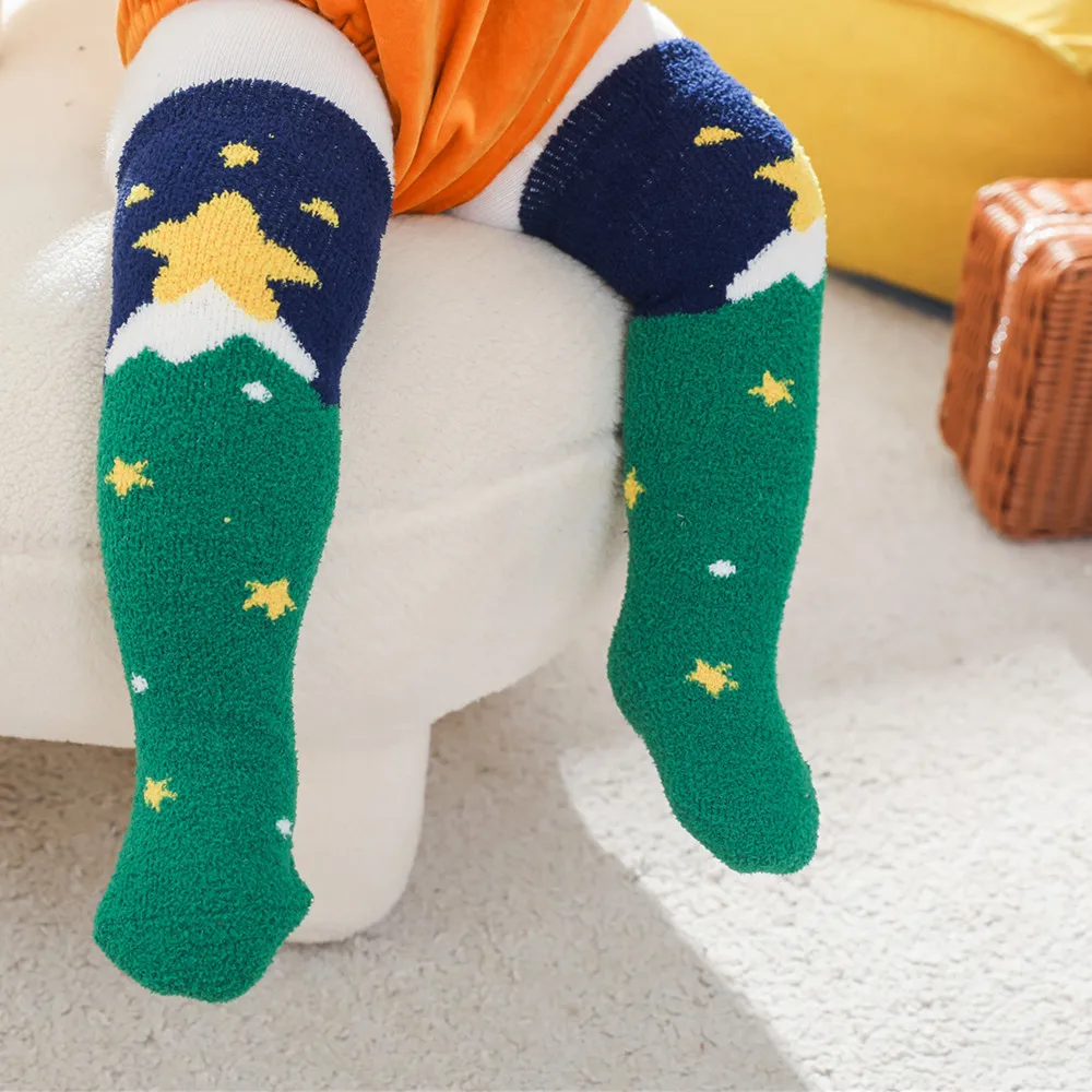 Floor thicker coral fleece sleep santa socks wholesale price baby socks cute thigh high comfy warm socks