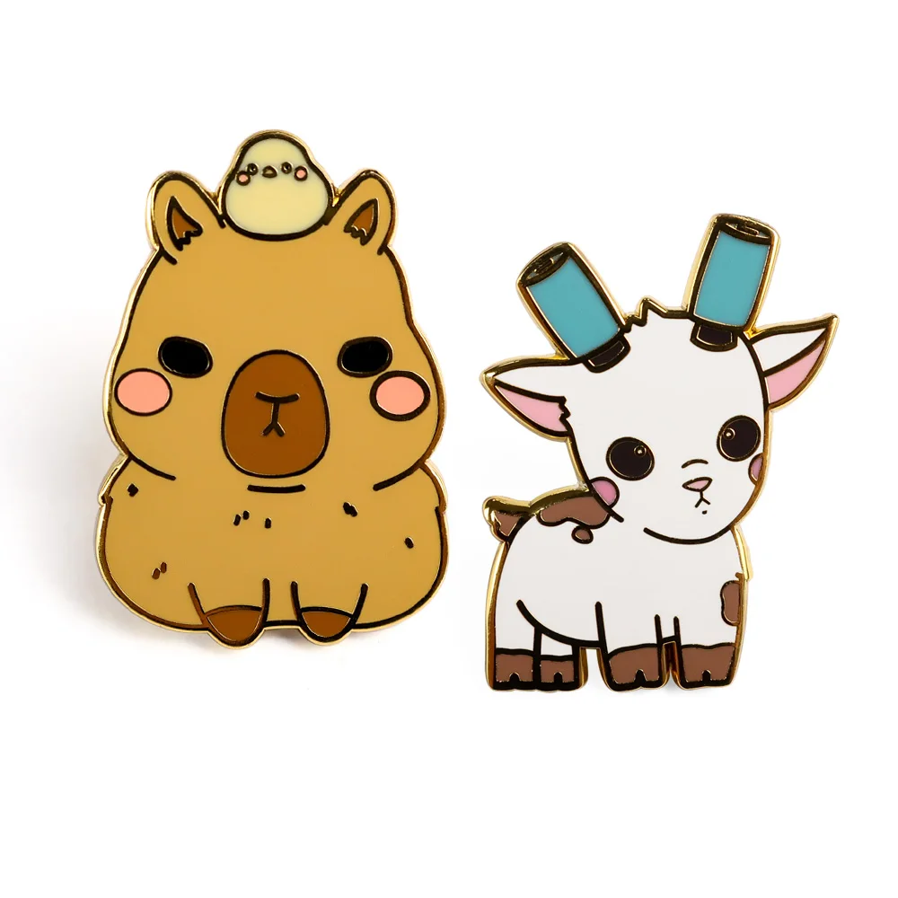 Customizable double sided lapel pins Europe badge custom forest animal sheep enamel pins in bulk