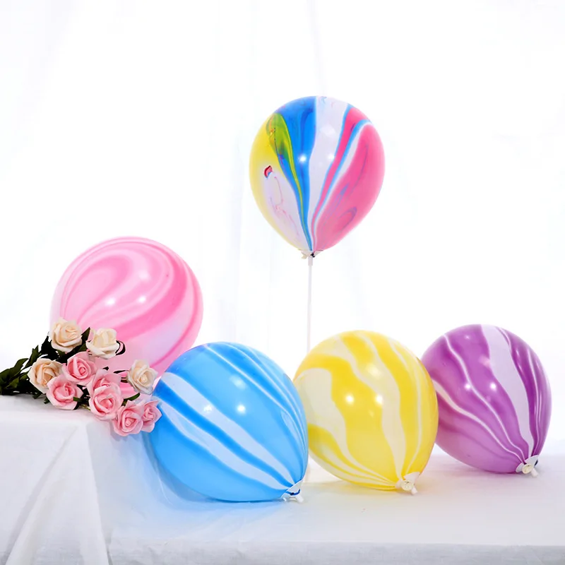 100pcs 12in 10in Thick Color Agate Birthday Party Latex Balloon Set Wholesale