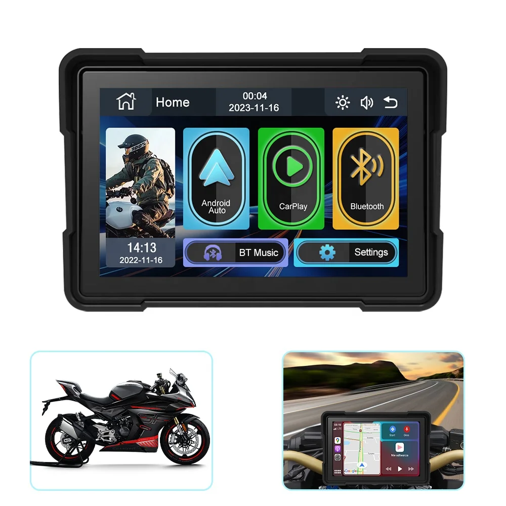 5 Inch Portable Motorcycle Special Navigator Touch Outdoor IPX7 Waterproof External Supports CarPlay and Android Auto